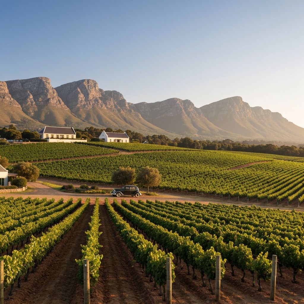Cape Winelands vineyards with world-renowned wine estates in South Africa